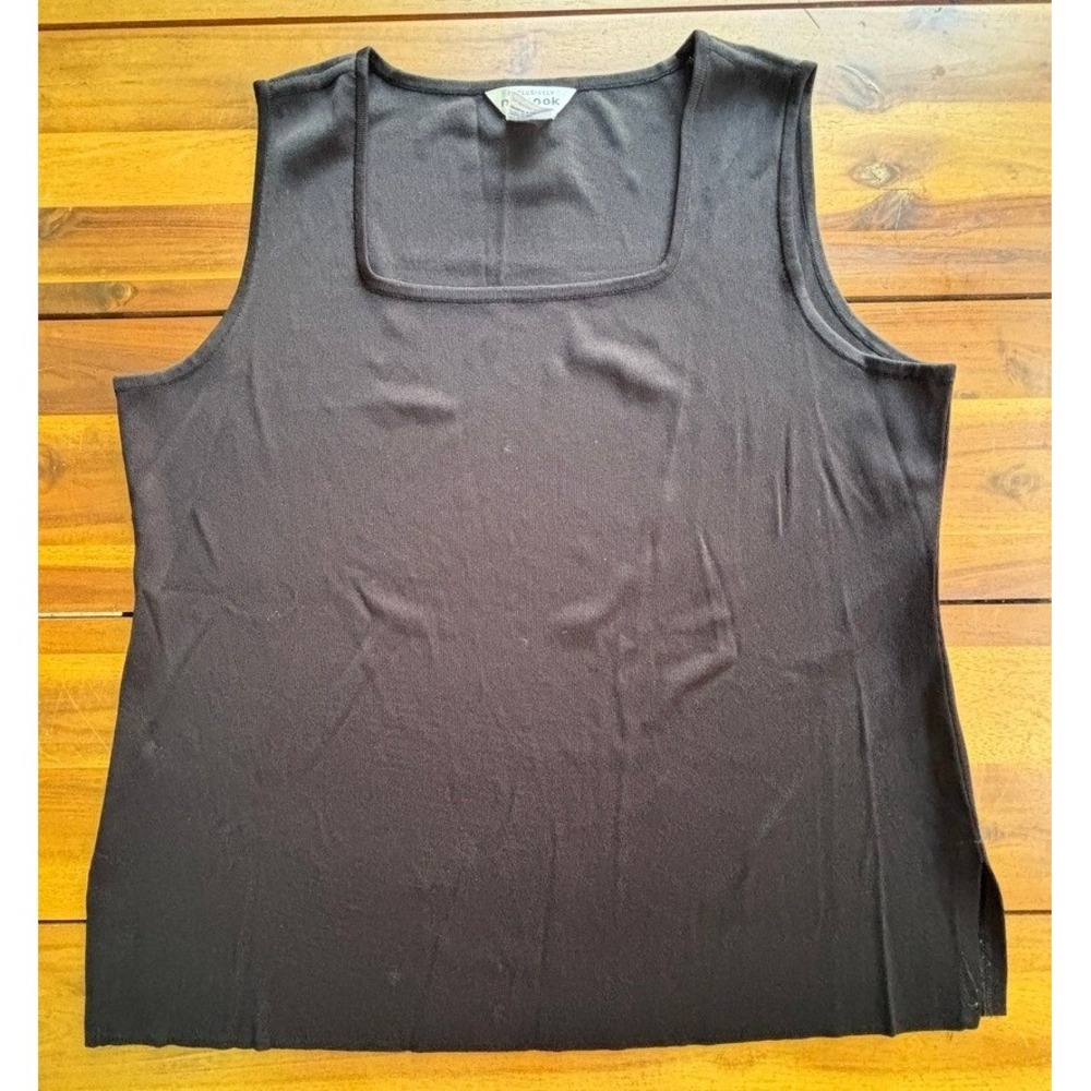 Misook Classic Sleeveless Knit Tank Top, Square Neckline Black, Size 1X - Picture 4 of 6